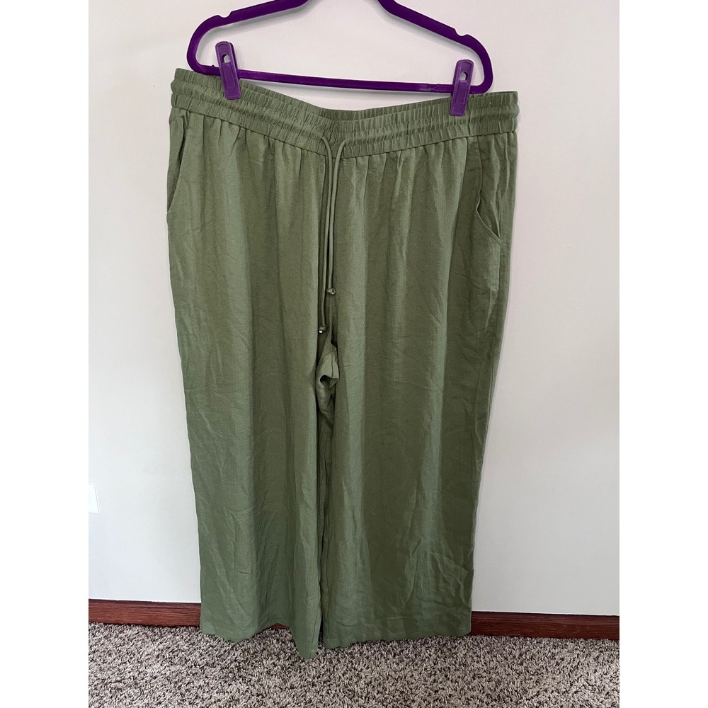 Halara Olive Green Wide Leg Drawstring Pants 2X Regular 02830157